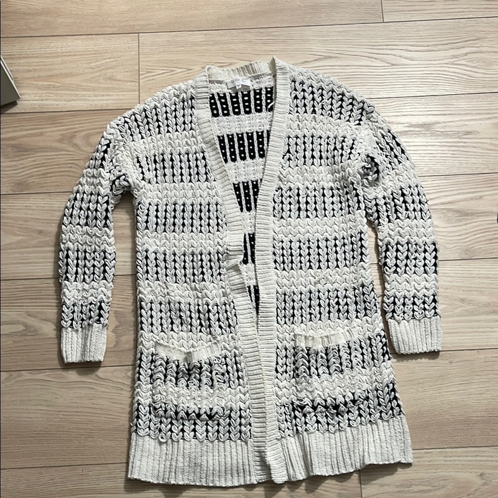 Sienna Sky Black and White Striped Cardigan Sweater